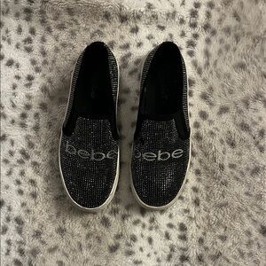 Bedazzled Bebe Black and Silver Women's Sneakers